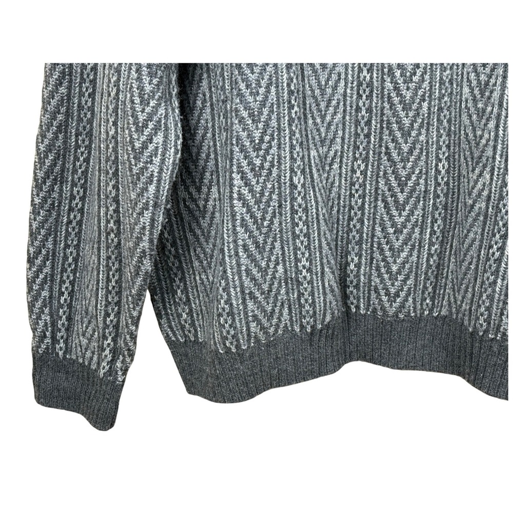 Turnbury Mens Grey Sweater Chevron Cotton Cashmere Size L Australia Quiet Luxury - Picture 13 of 13